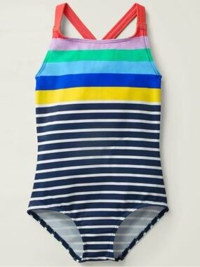 Mini Boden Colorful Striped Kids Swimsuit Sz 8-9